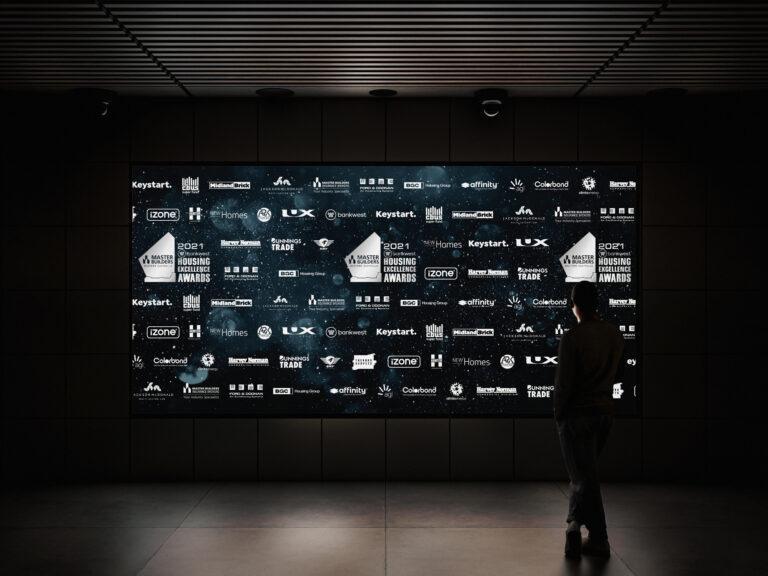 Digital billboard sign for LUX Events, featuring media wall design with their sponsor logos.