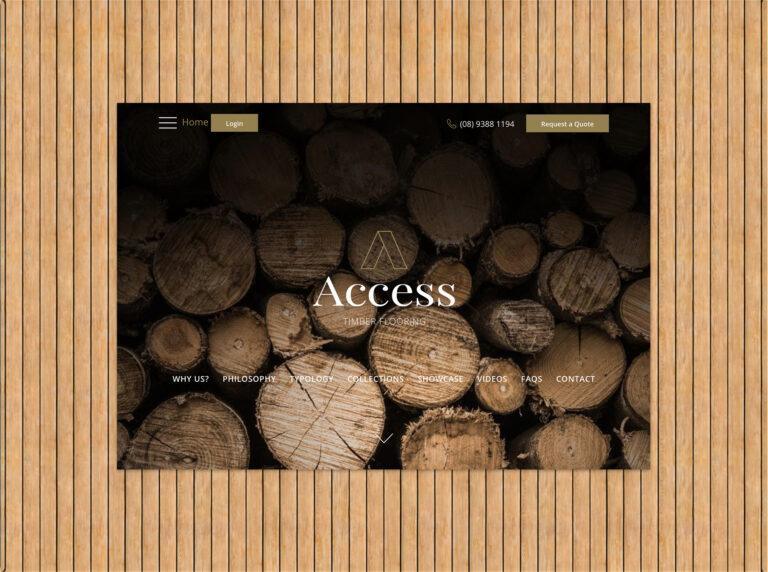 A desktop screenshot of the homepage design on the Access Timber Flooring website.