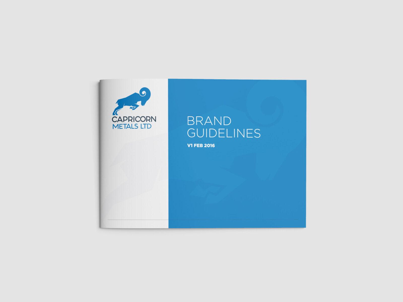 Front page of the Capricorn Metals brand guidelines booklet.