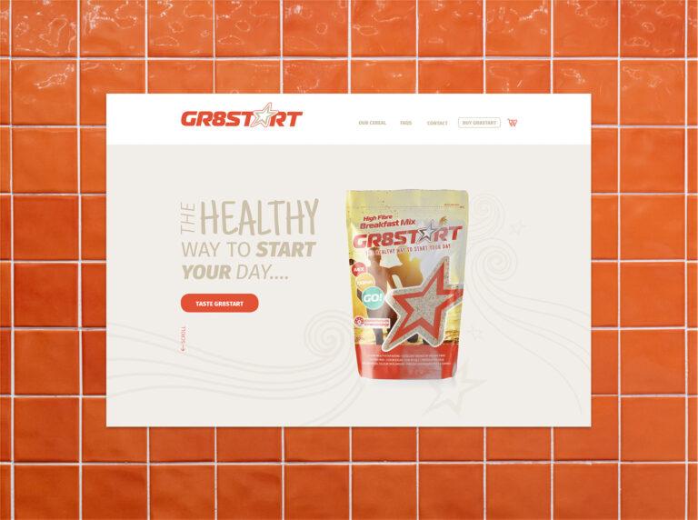 A desktop screenshot of the homepage design on the Gr8Start website.