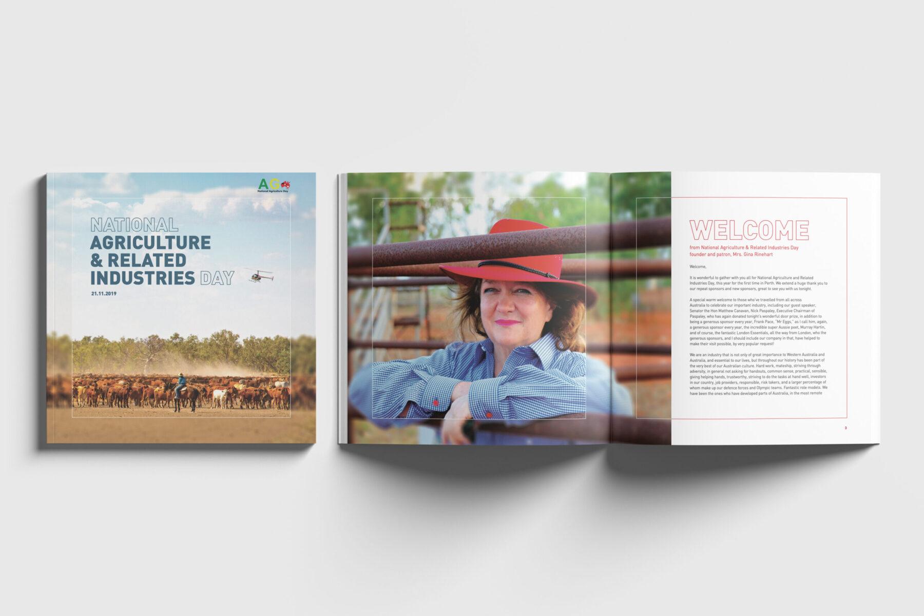 Front and welcome pages of a brochure designed for Hancock Prospecting.