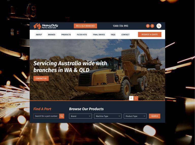 Product page hero banner screenshot for the Heavy Duty Parts website.
