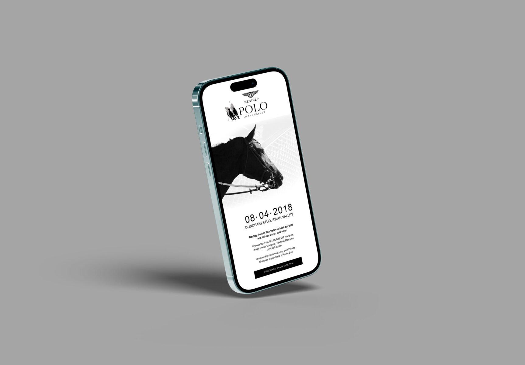 Mobile home page design for the Polo in the Valley website.