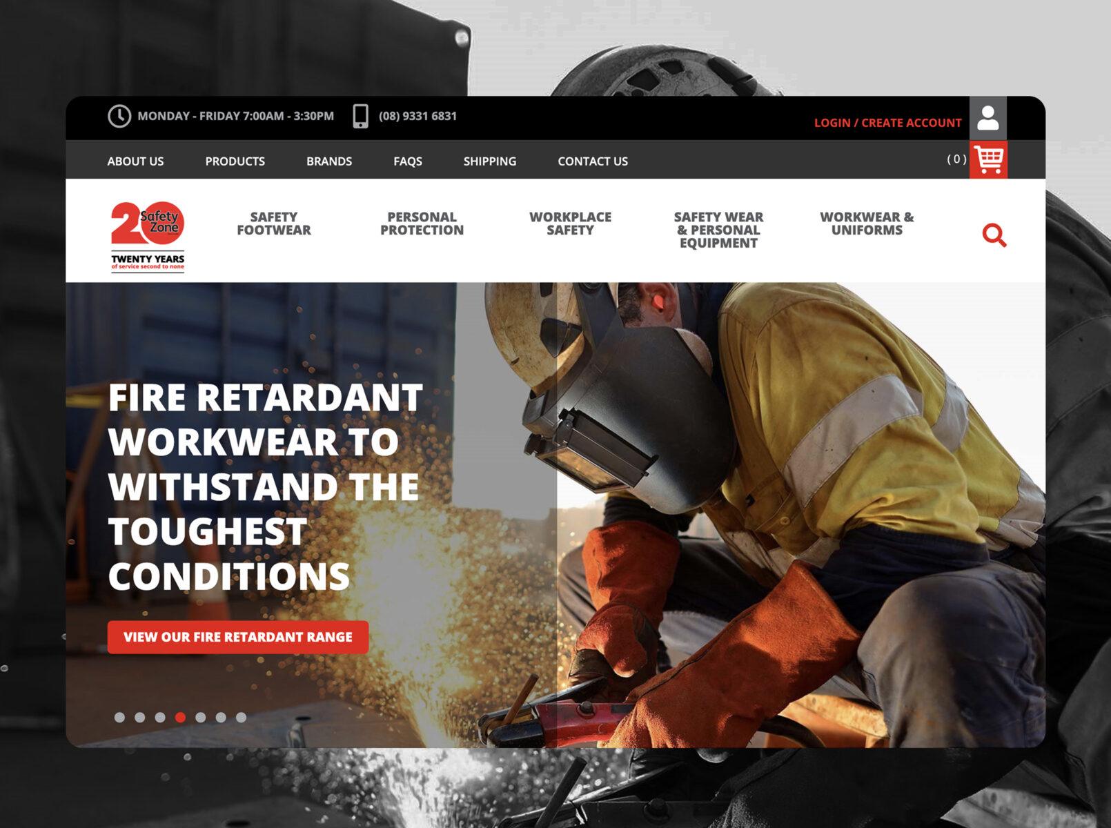 Desktop home page design for the Safety Zone website.
