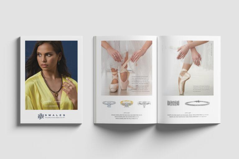 Two Smales magazines side by side, one open to a spread layout and one closed showing the front cover design.