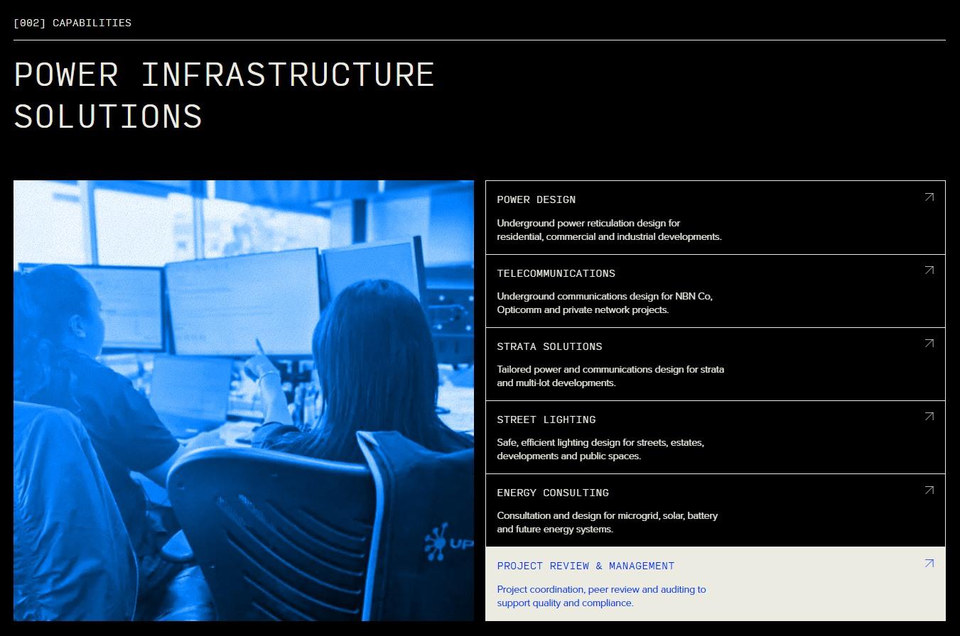The capabilities block on the UPD website.