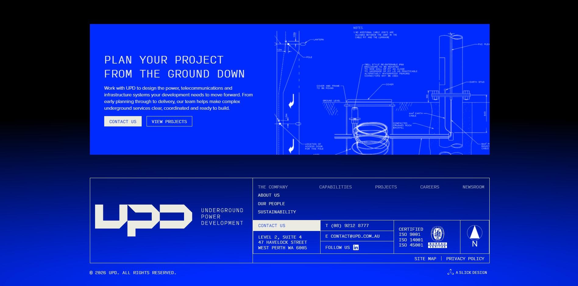 Footer design for the UPD website.