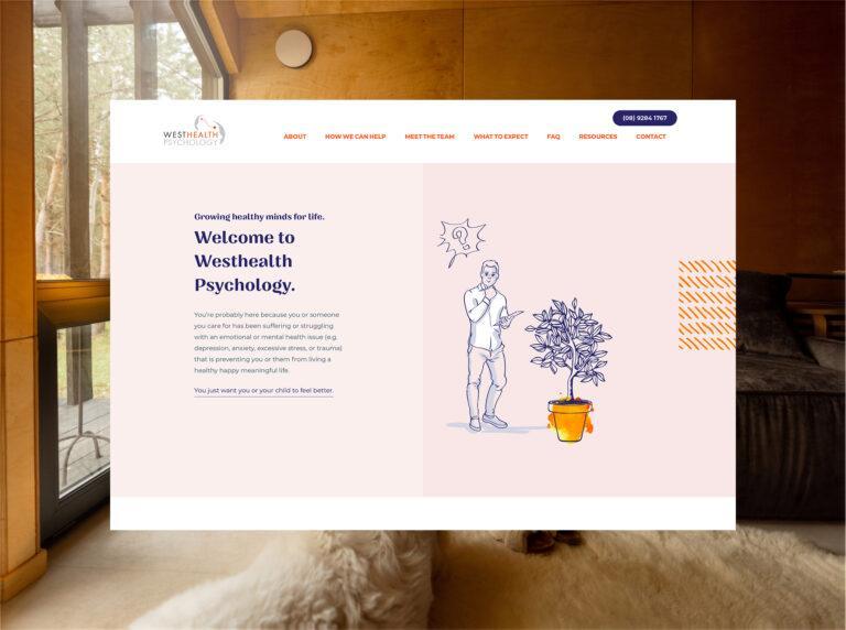 Home page hero banner website screenshot for WestHealth Psychology.